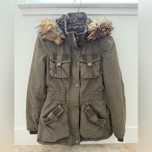 MISS SIXTY faux fur lined hooded coat jacket